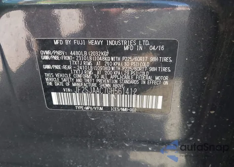 2016 Subaru Forester 2.5I z USA, uszkodzony, nr VIN JF2SJAAC7GH561412